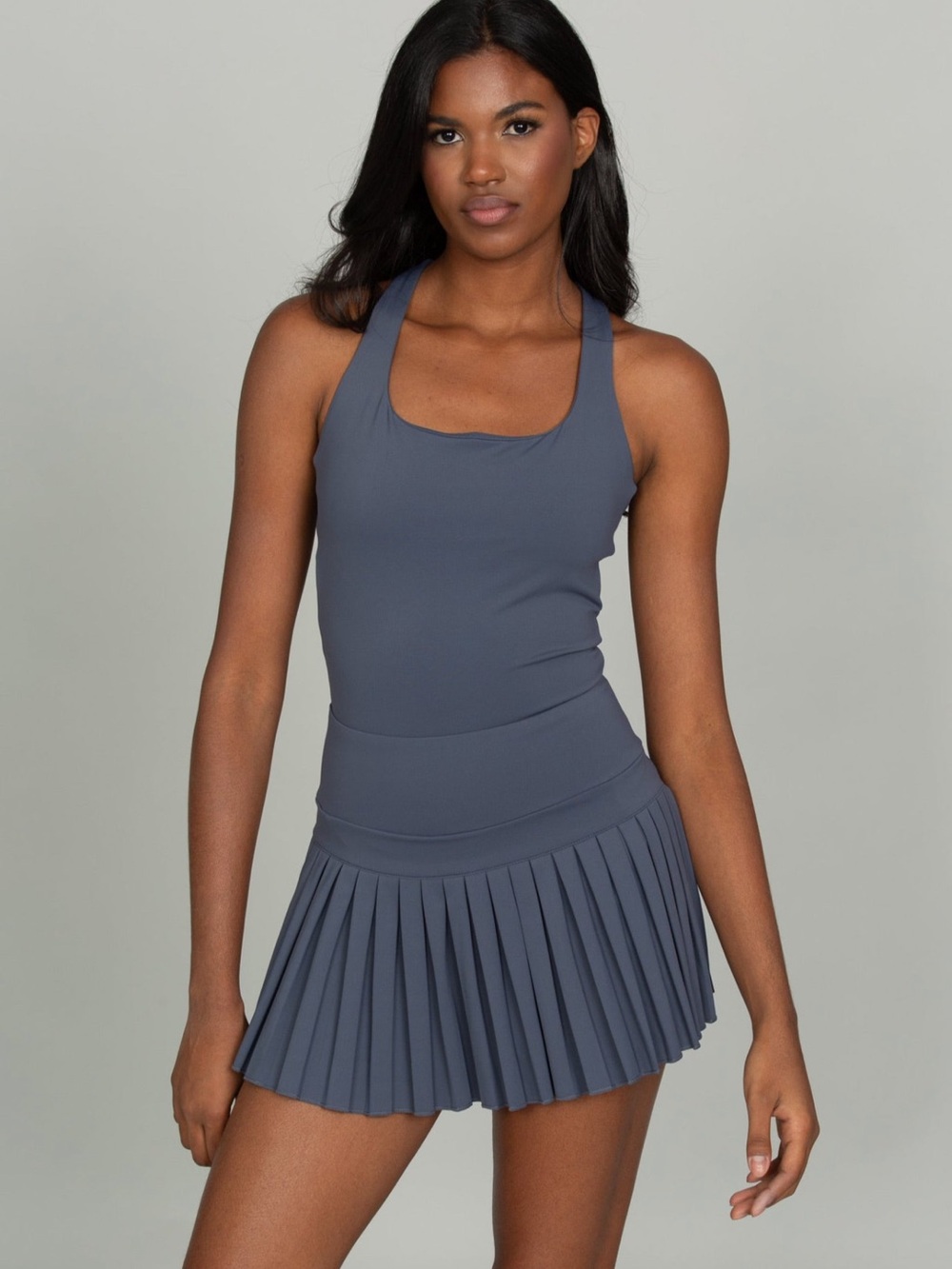 GOLD HINGE Navy Criss Cross Back Pleated Tennis Dress NWT SOLD OUT